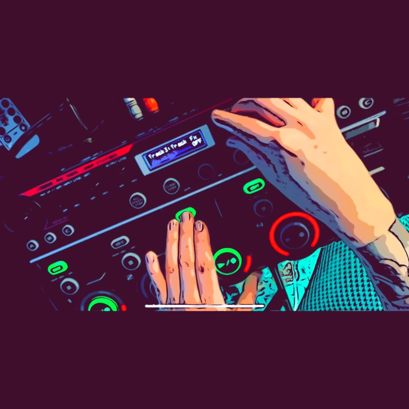 High-contrast image of two hands manipulating knobs on audio devices.