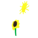Drawing of the sun and a flower