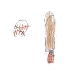 Drawing of a baseball and bat