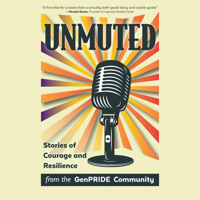 Book cover for Unmuted, featuring an old fashioned microphone with the word UNMUTED above it