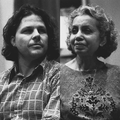 Side-by-side black and white photos of Jaime Curl and Bharti Kirchner