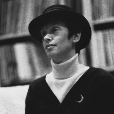 Black and white photo of Joannie Stangeland