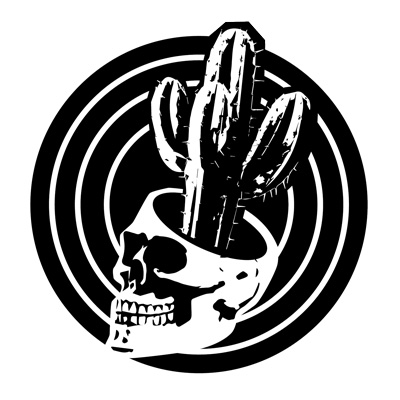 Blue Cactus Press logo: A black and white image of a cactus coming out of a skull, with concentric black circles in the background.
